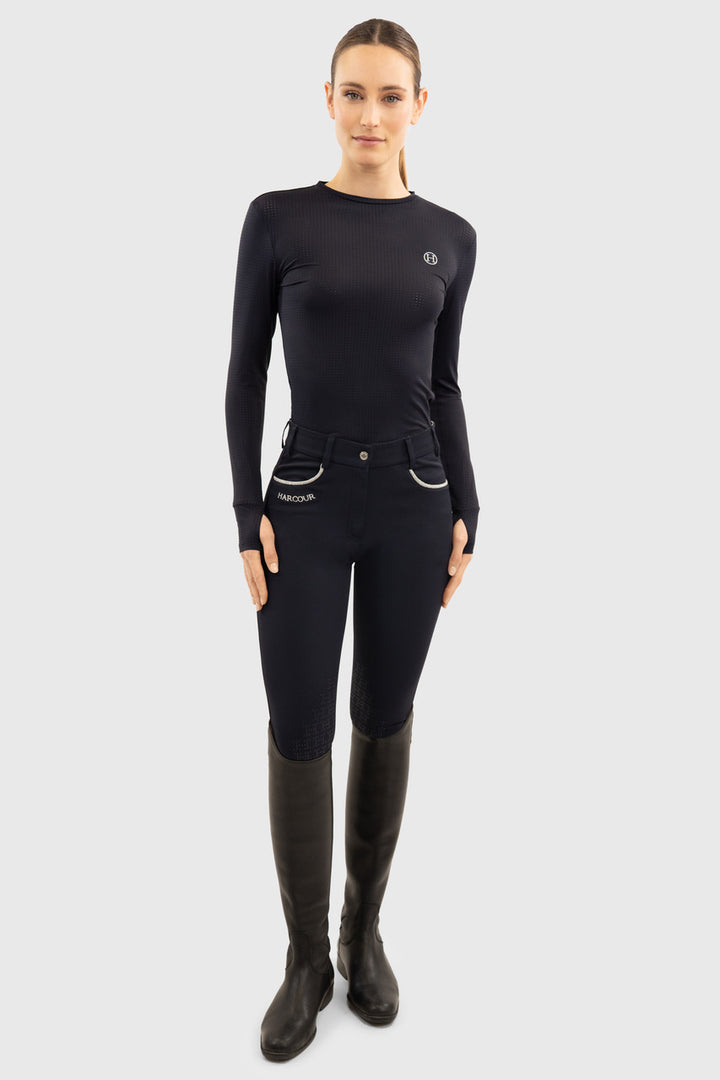 Bluvea Women's Perforated Long Sleeve Crew Neck