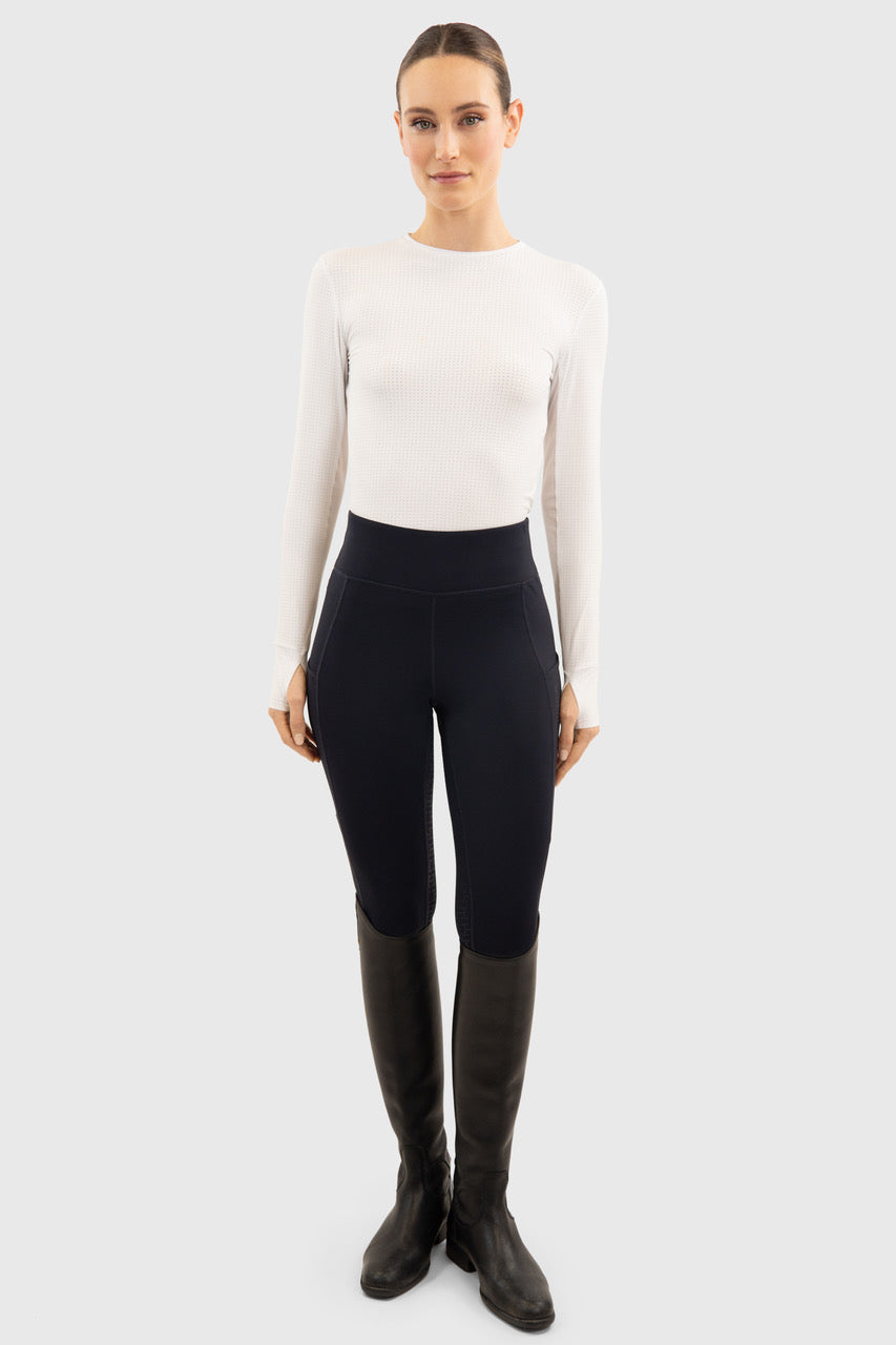 Bluvea Women's Perforated Long Sleeve Crew Neck