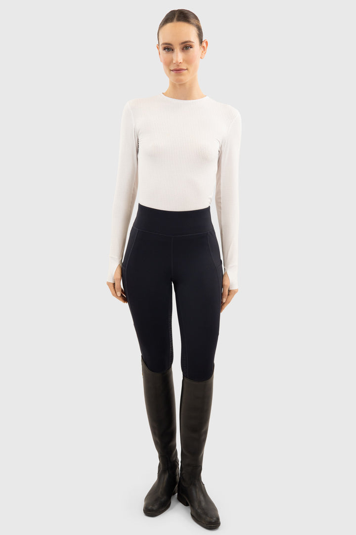 Bluvea Women's Perforated Long Sleeve Crew Neck