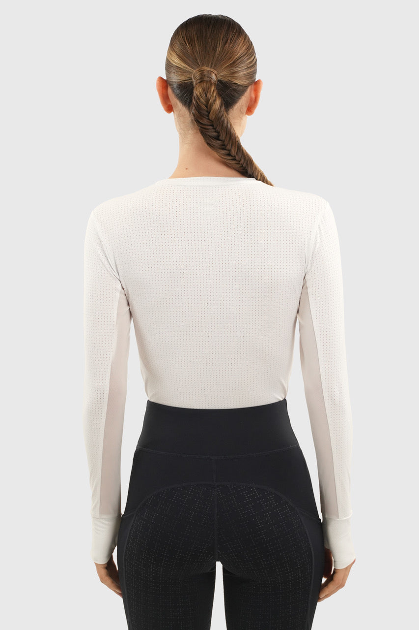 Bluvea Women's Perforated Long Sleeve Crew Neck