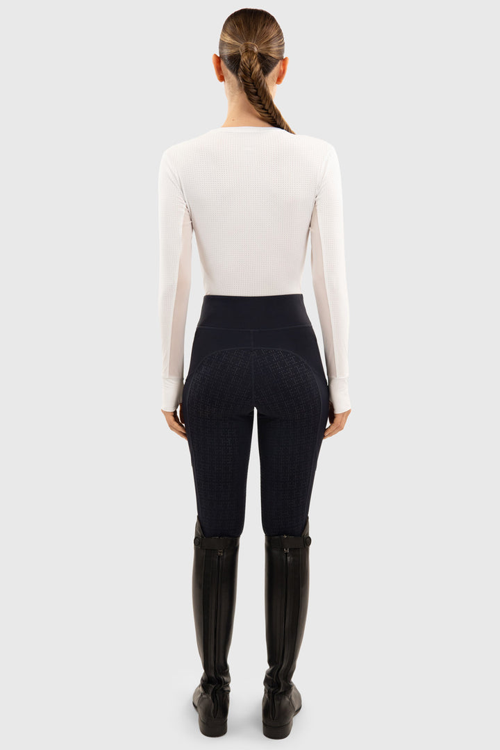 Bluvea Women's Perforated Long Sleeve Crew Neck