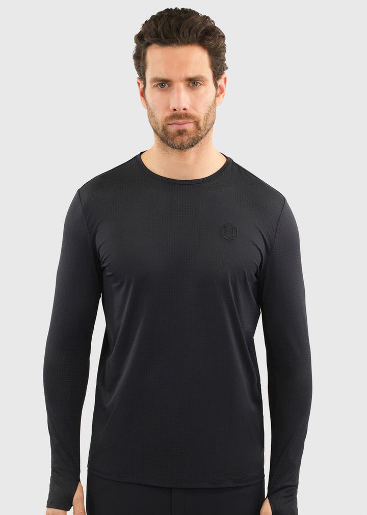 Bluveo Mens Long Sleeve Crew Neck Exercise Shirt