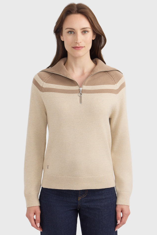 Claira Womens 1/4 Zip Knitted Sweater Harcour USA