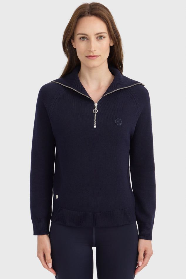 Claira Womens 1/4 Zip Knitted Sweater Harcour USA