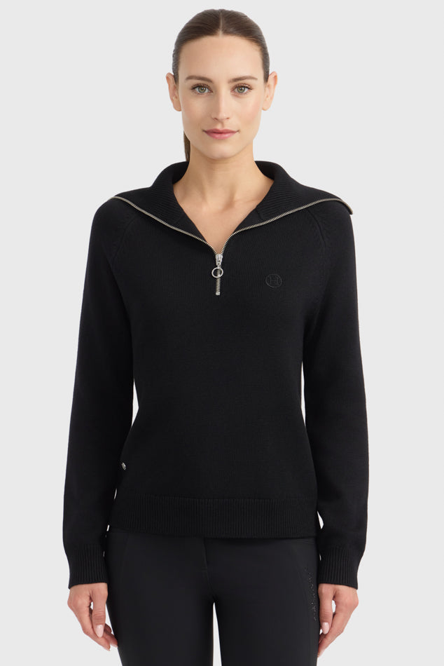 Claira Womens 1/4 Zip Knitted Sweater Harcour USA
