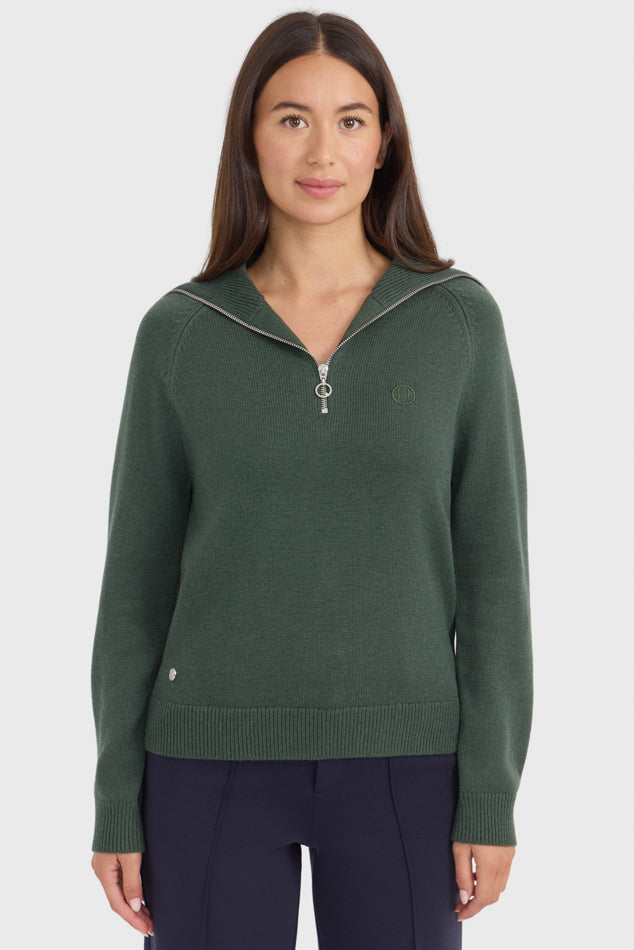 Claira Womens 1/4 Zip Knitted Sweater Harcour USA