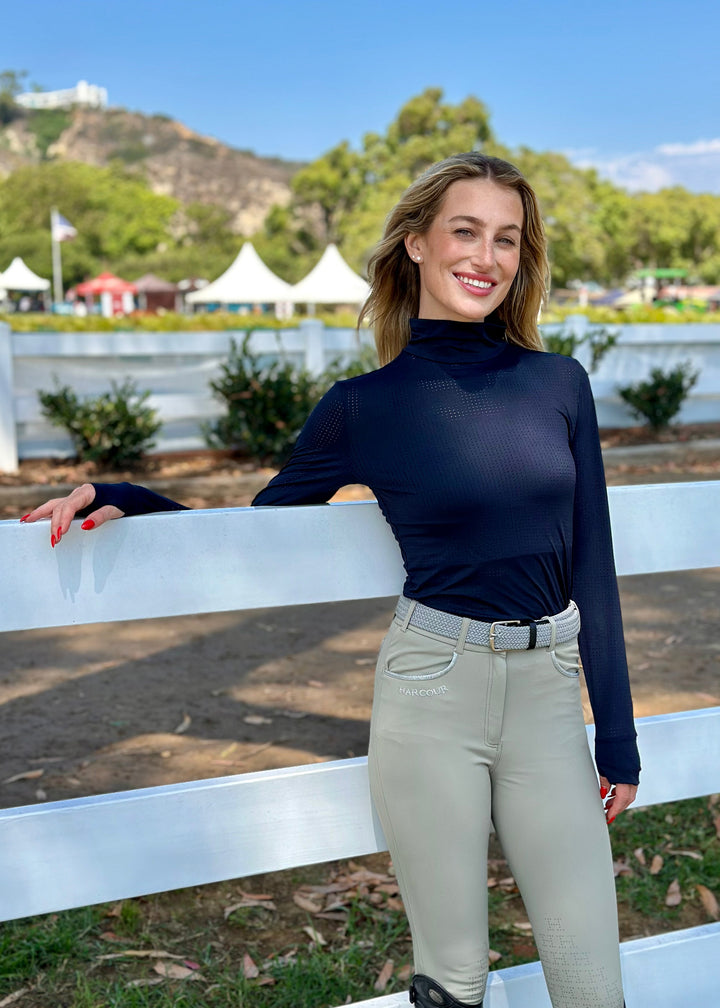 DIHP Venti women's perforated mock neck technical shirt Harcour USA
