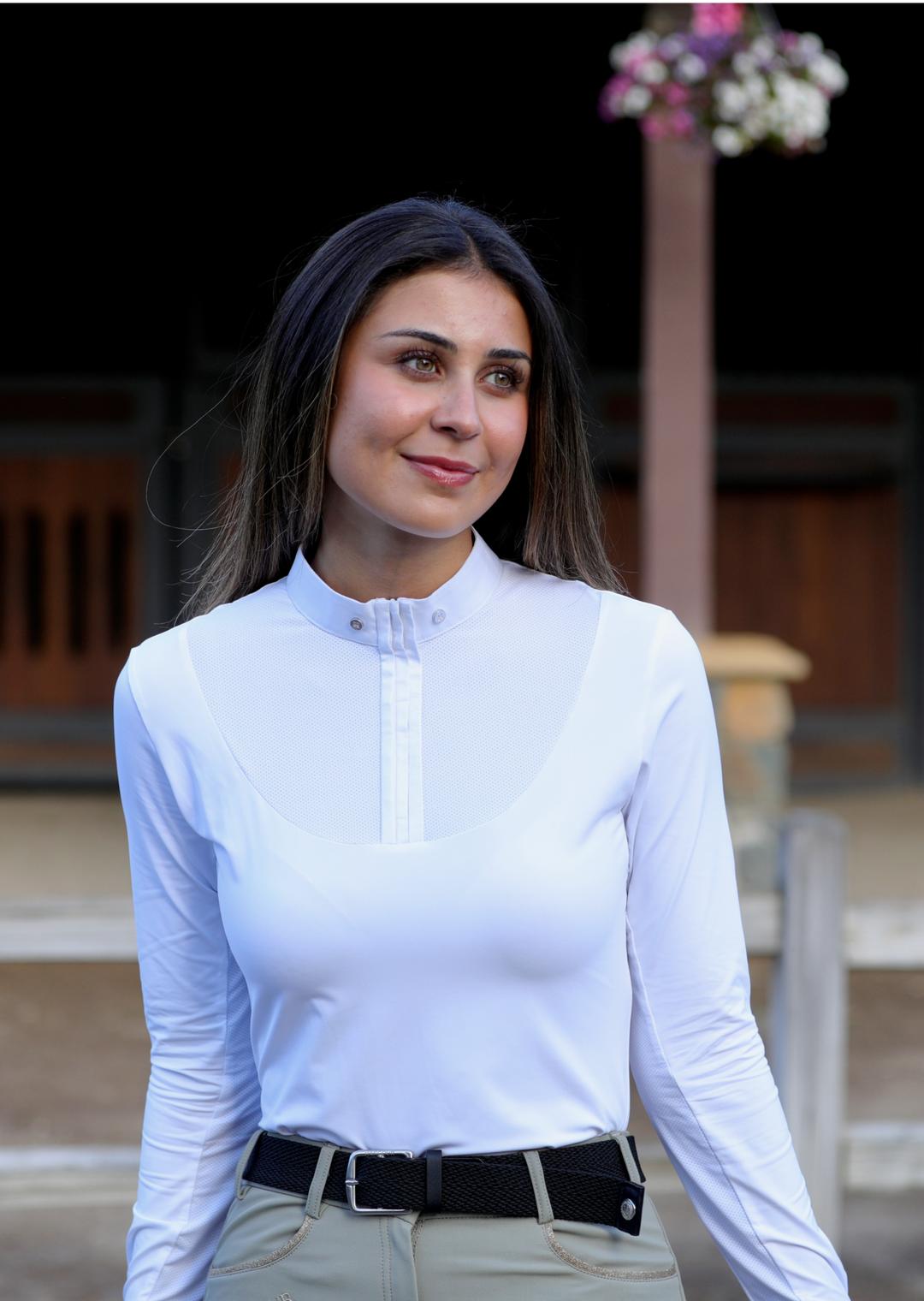 Paola - Womens Competion Shirt in White Long Sleeve